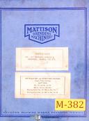 Mattison-Mattison Surface Grinders, Operations and Parts Manual 1974-All Models-05